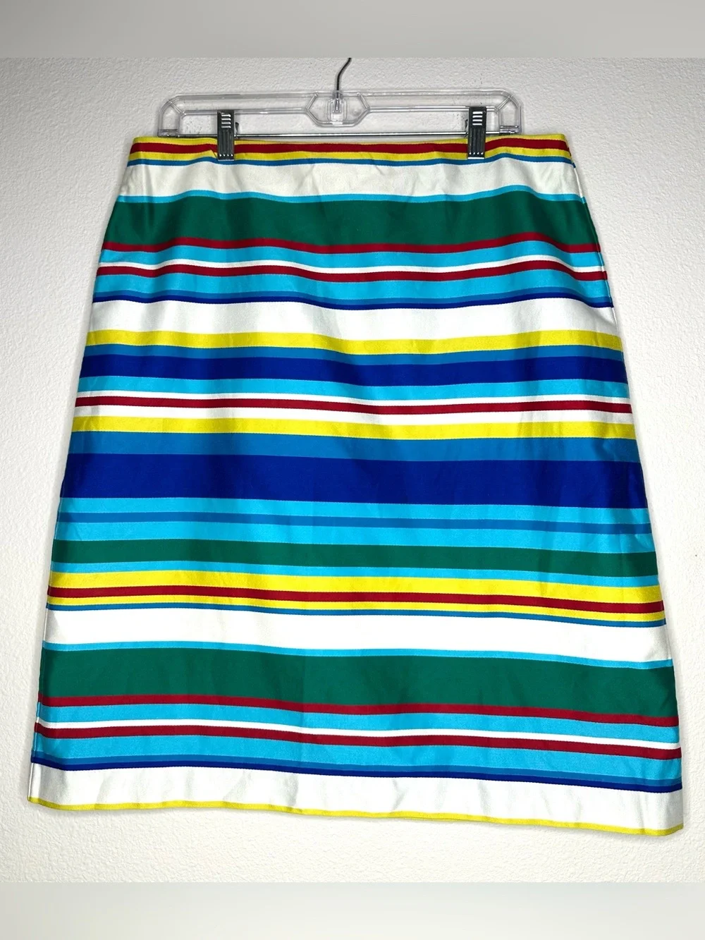 Talbots Colorful Striped Pencil Skirt Women’s 100% Cotton Sz L Resort Riviera